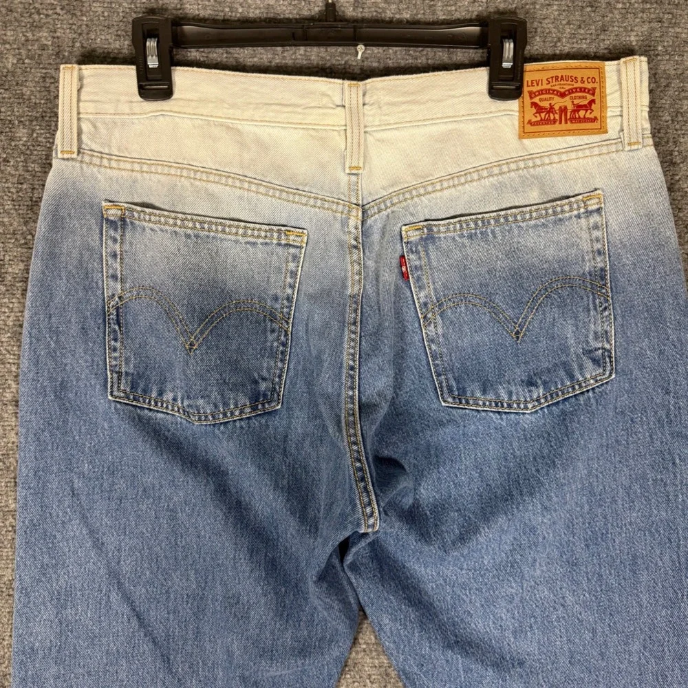 Levi's Wedgie Straight Jeans Men's 38x28 Blue Ombre Dip Dye Cotton Denim